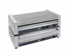 Stacja do hot-dogów XL: Gril rolkowy Roller Grill RG 100 + Podgrzewacz do bułek CB 100 (Combo, 11 rolek, 144 szt./h, 2 Strefy Grzewcze)