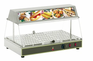 Kompaktowa witryna grzewcza przelotowa Roller Grill WDL 100 z kasetonem reklamowym (1x GN 1/1, Nawilżanie, 20-90°C, 0.65 kW)