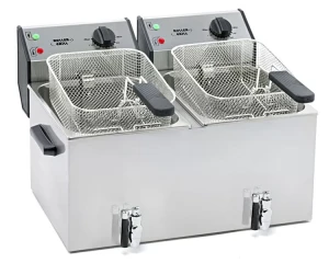 Frytownica elektryczna podwójna z kranikami Roller Grill FD 80 DR – 2x8L | Tłoczone komory | 2x230V